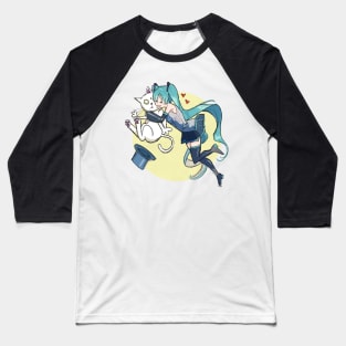 Hatsune Miku and cat Baseball T-Shirt